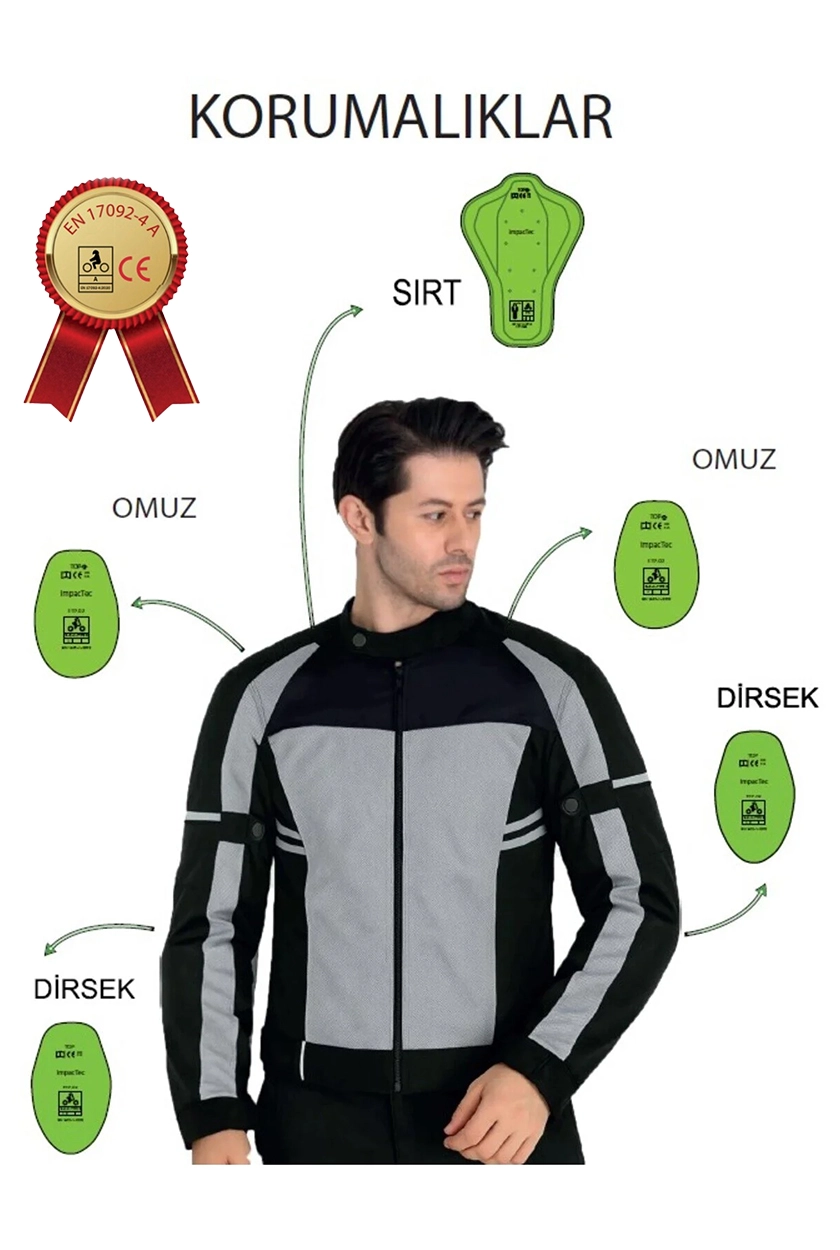 Ce Belgeli Korumalı Yazlık Motorcu Mont