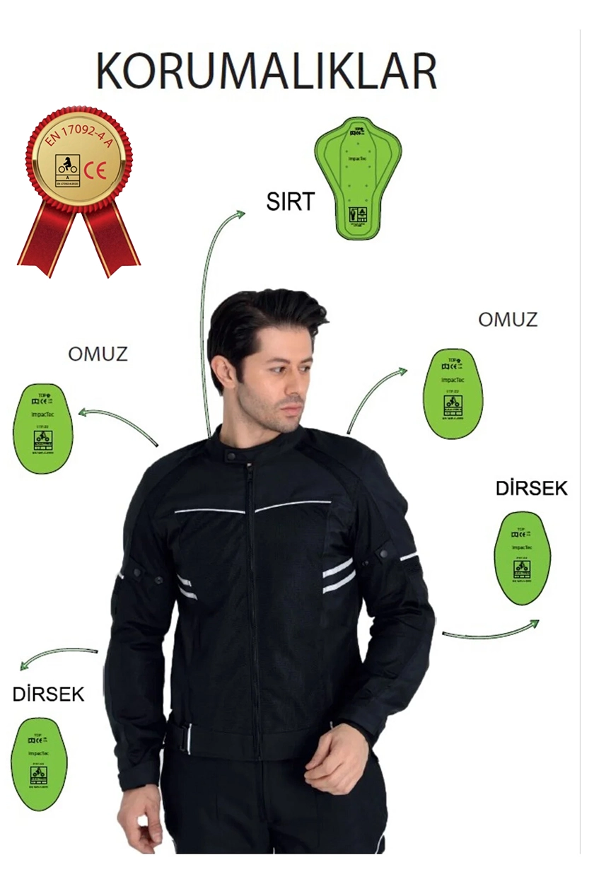 Ce Belgeli Korumalı Yazlık Motorcu Mont